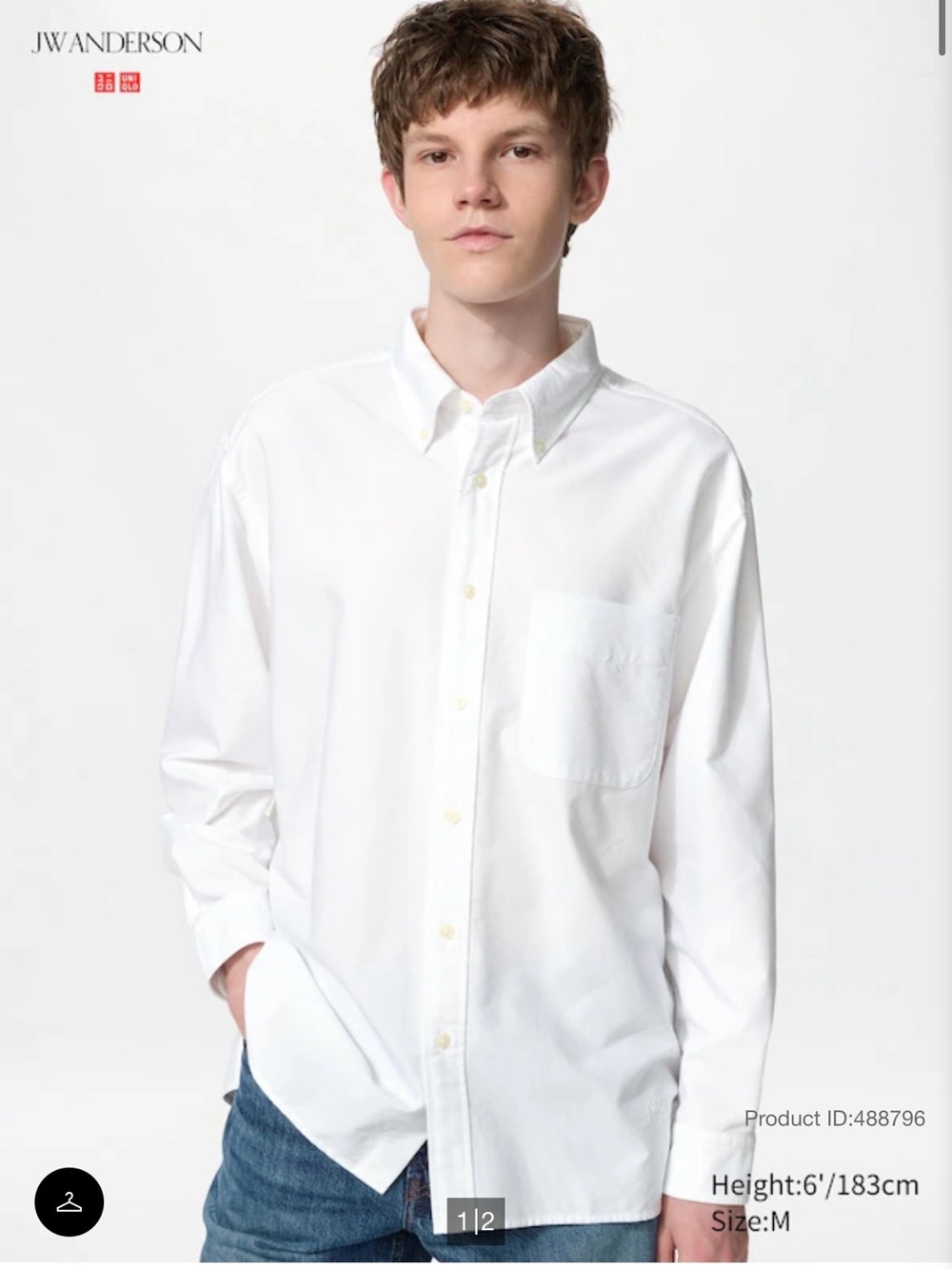 JW ANDERSON Men’s White Button-Down Oxford Shirt